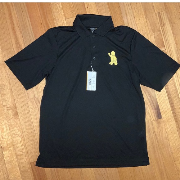 CORE 365 Men's Black Polo Shirt Lego Man Embroidery Moisture Wicking NWT - Picture 1 of 8